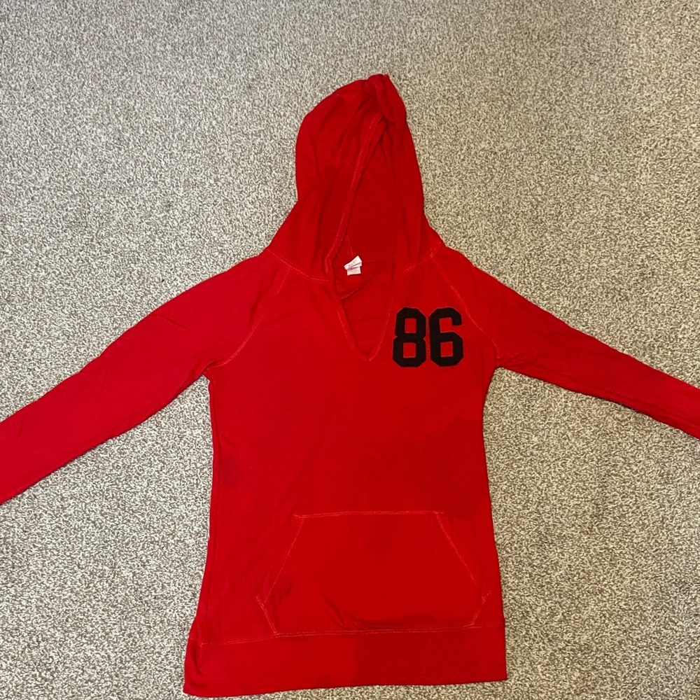 PINK Victoria's Secret Red Hoodie with Black 86